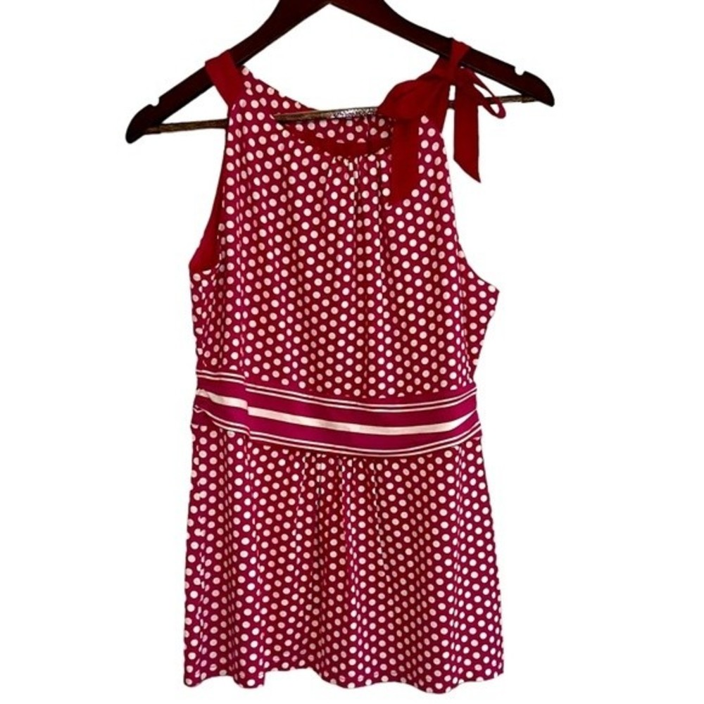 Ann Taylor magenta with white polkadot, sleeveless top, women’s medium